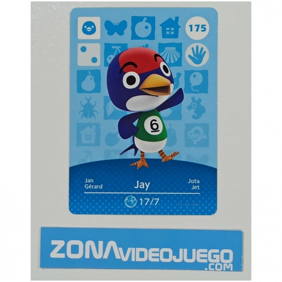 Animal Crossing tarjeta amiibo, 175 Jay (Jota), Original Nintendo