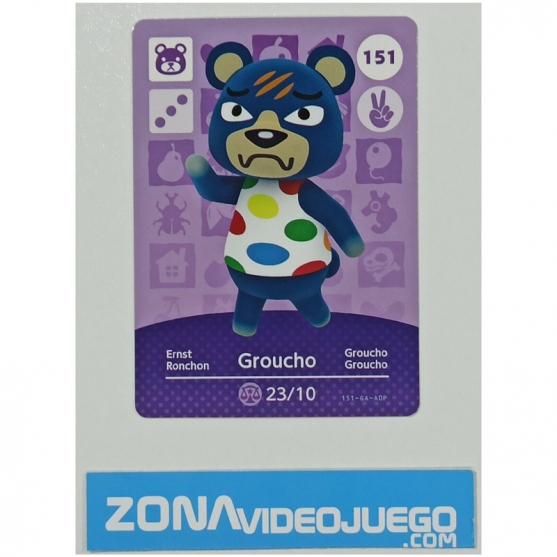 Animal Crossing tarjeta amiibo, 151 Groucho, Original Nintendo