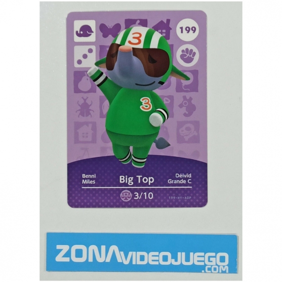 Animal Crossing tarjeta amiibo, 199 Big Top (Déivid), Original Nintendo