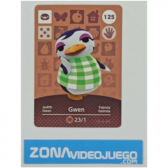 Animal Crossing tarjeta amiibo, 125 Gwen (Fabiola), Original Nintendo