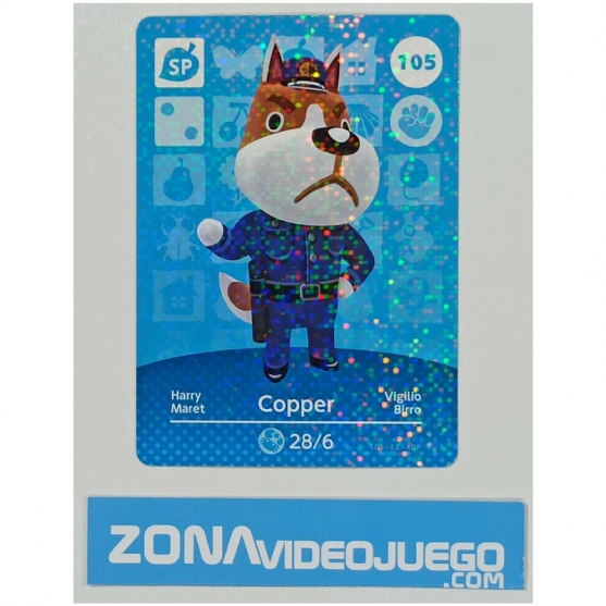 Animal Crossing tarjeta amiibo, SP 105 Copper (Vigilio), Original Nintendo