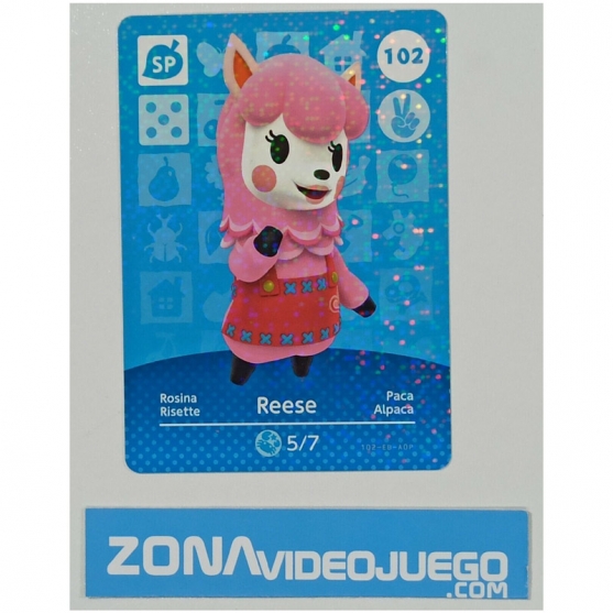 Animal Crossing tarjeta amiibo, SP 102 Reese (Paca), Original Nintendo