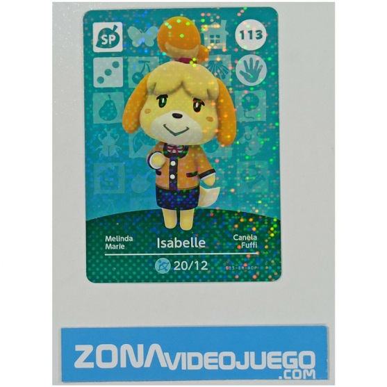 Animal Crossing tarjeta amiibo, SP 113 Isabelle (Canela), Original Nintendo
