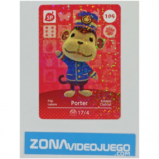 Animal Crossing tarjeta amiibo, SP 109 Porter (Estasio), Original Nintendo