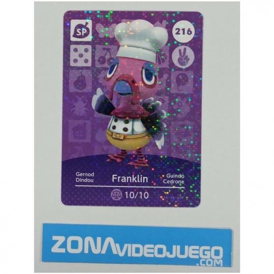 Animal Crossing tarjeta amiibo, SP 216 Franklin (Guindo), Original Nintendo