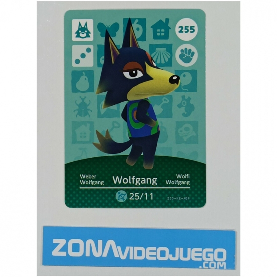 Animal Crossing tarjeta amiibo, 255 Wolfgang (Wolfi), Original Nintendo
