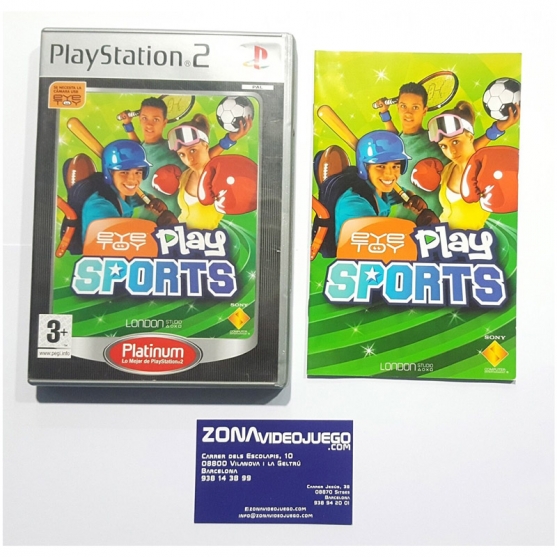 CAJA Y MANUAL, EYE TOY PLAY SPORTS, PLAYSTATION 2, SIN JUEGO