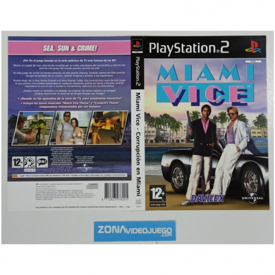 Caratula Original Corrupcion en Miami, Playstation 2