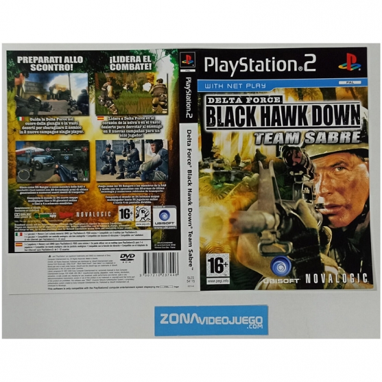 Caratula Original Delta Force Black Hawk Down Team Sabre, Playstation 2