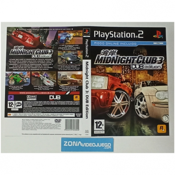 Caratula Original Midnight Club 3 Dub Edition, Playstation 2