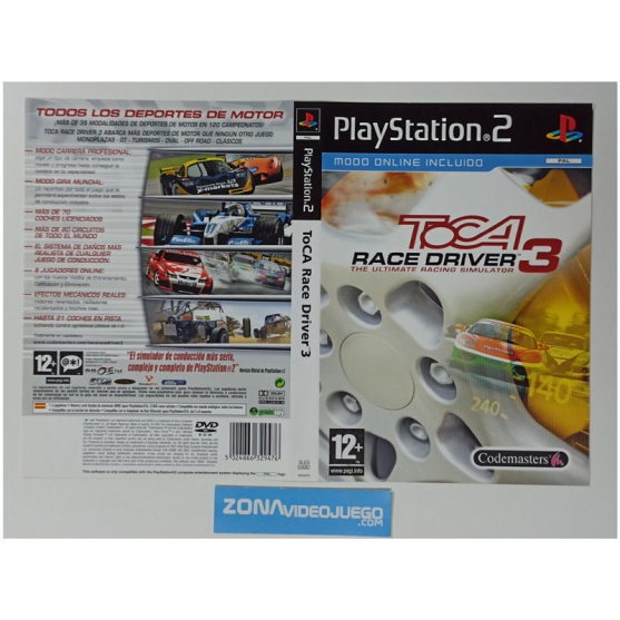 Caratula Original Toca Race Driver 3, Playstation 2