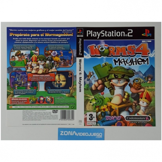 Caratula Original Worms 4 Mayhem, Playstation 2