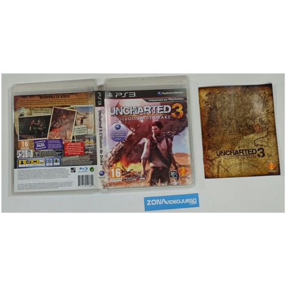 Caja y manual, uncharted 3 l'illusion de Drake, PS3, Pal-fra, SIN JUEGO