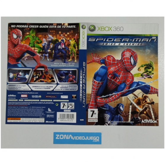 Caratula Spider-Man Amigo o Enemigo, Xbox 360, Pal-Esp. SIN JUEGO
