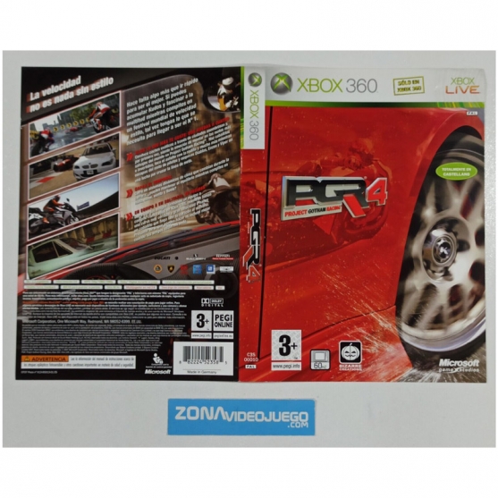 Caratula PGR 4 Project Gotham Racing, Xbox 360, Pal-Esp. SIN JUEGO