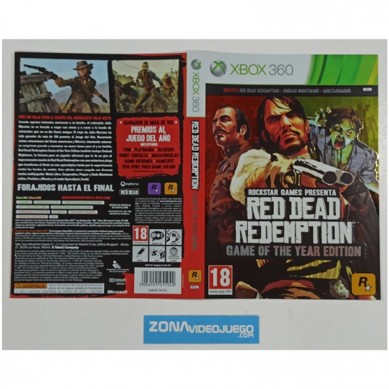 Caratula Red Dead Redemption Game of the Year Edit, Xbox 360, Pal-Esp. SIN JUEGO