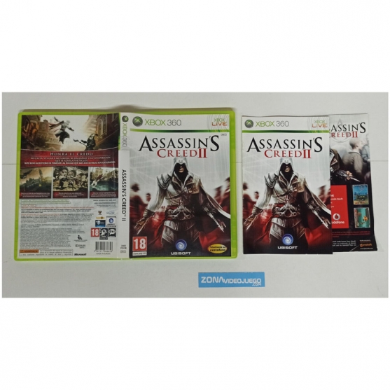 Caja y Manual Assassin's Creed II, Xbox 360, Pal-Esp. SIN JUEGO
