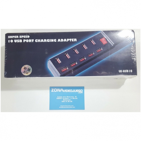 Cargador 10 puertos usb máxima velocidad, con interruptor
