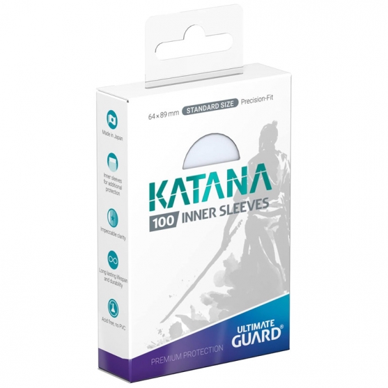100 Fundas Cartas Medida Standard 64 x 89 mm Transparentes Precision Fit, Katana Ultimate Guard