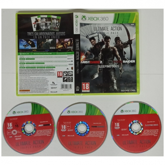 Ultimate Action Triple Pack (Just Cause 2, Sleeping Dogs, Tomb Raider), Xbox 360, Pal-Esp