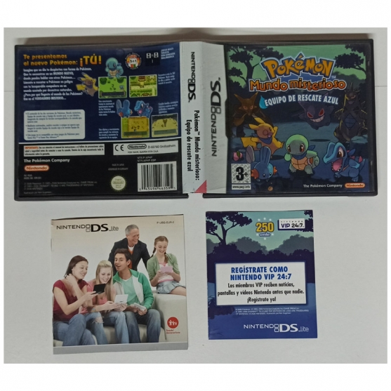 Caja y Folletos Pokémon Mundo Misterioso Equipo de Rescate Azul, Nintendo Ds, Pal-Esp, SIN JUEGO