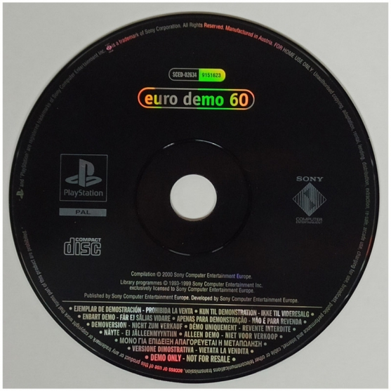 Cd Demo Euro Demo 60. Sony Playstation