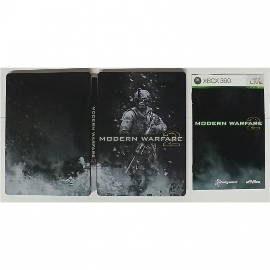 Caja Vacia Steel Book y Manual, Call of Duty Modern Warfare 2, Xbox 360, Pal-Esp, SIN JUEGO