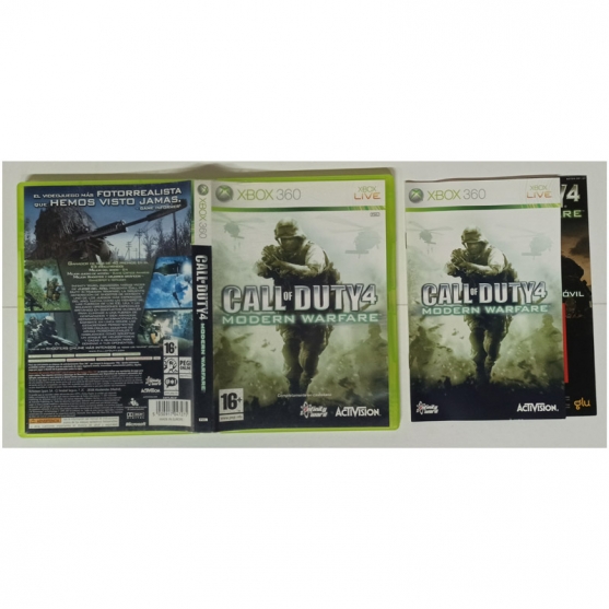 Caja y Manual, Call of Duty 4 Modern Warfare, Xbox 360, Pal-Esp, SIN JUEGO