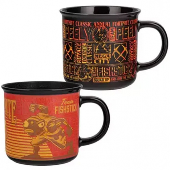 Taza FortniteTeam Peely Vs Team Fishstick, Sensitiva al Calor 350 ml